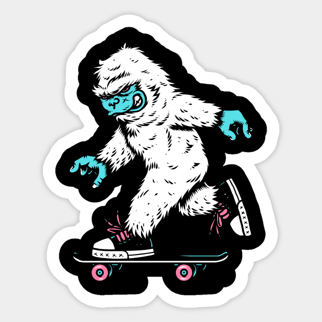 Skateboarding Yeti Sticker by CyberpunkTees